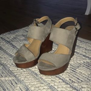 Grey suede wedges